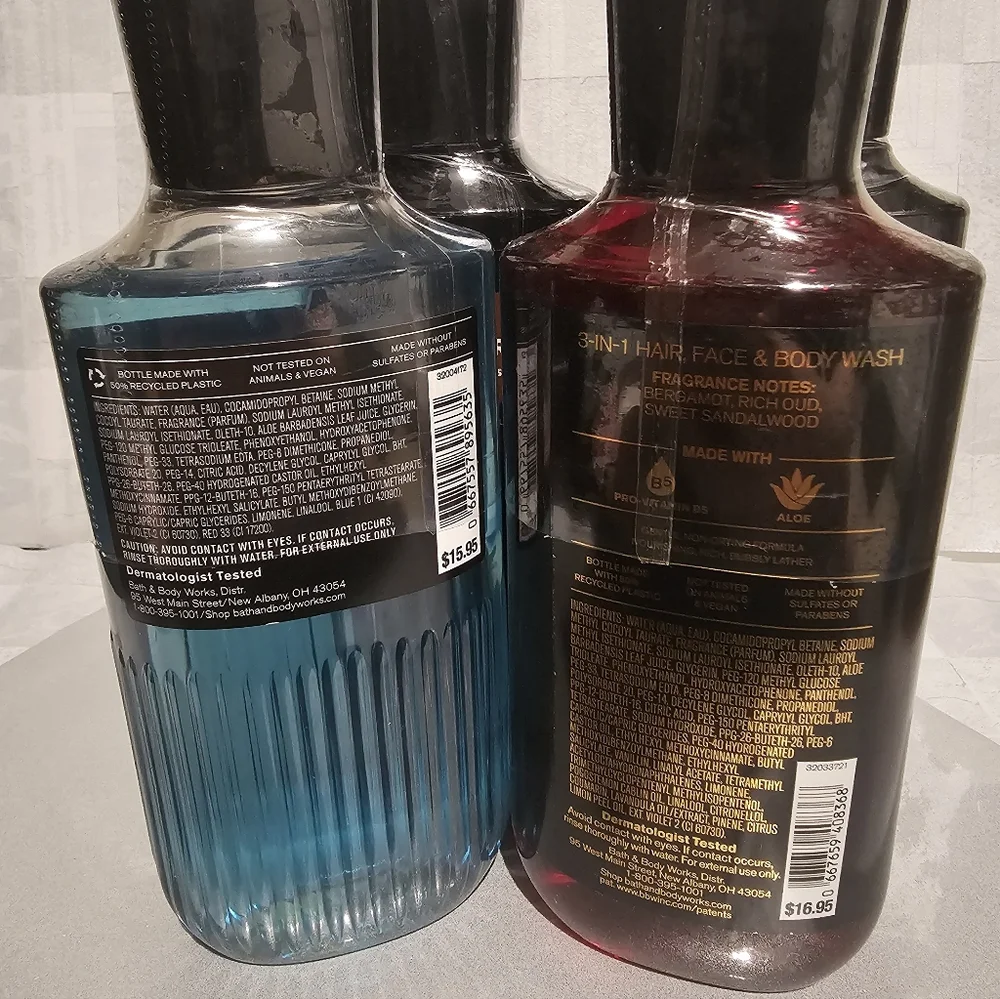 4Pc Bundle - Bath & Body Works Men's 3 in 1 Face Hair & Body Wash 10 oz Each - Picture 3 of 5